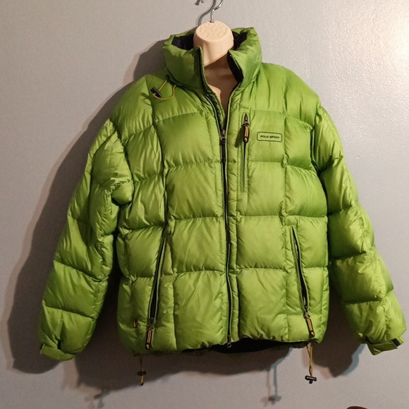 Polo sport Ralph Lauren women's vintage lime green hooded puffer coat size XL - Picture 4 of 17
